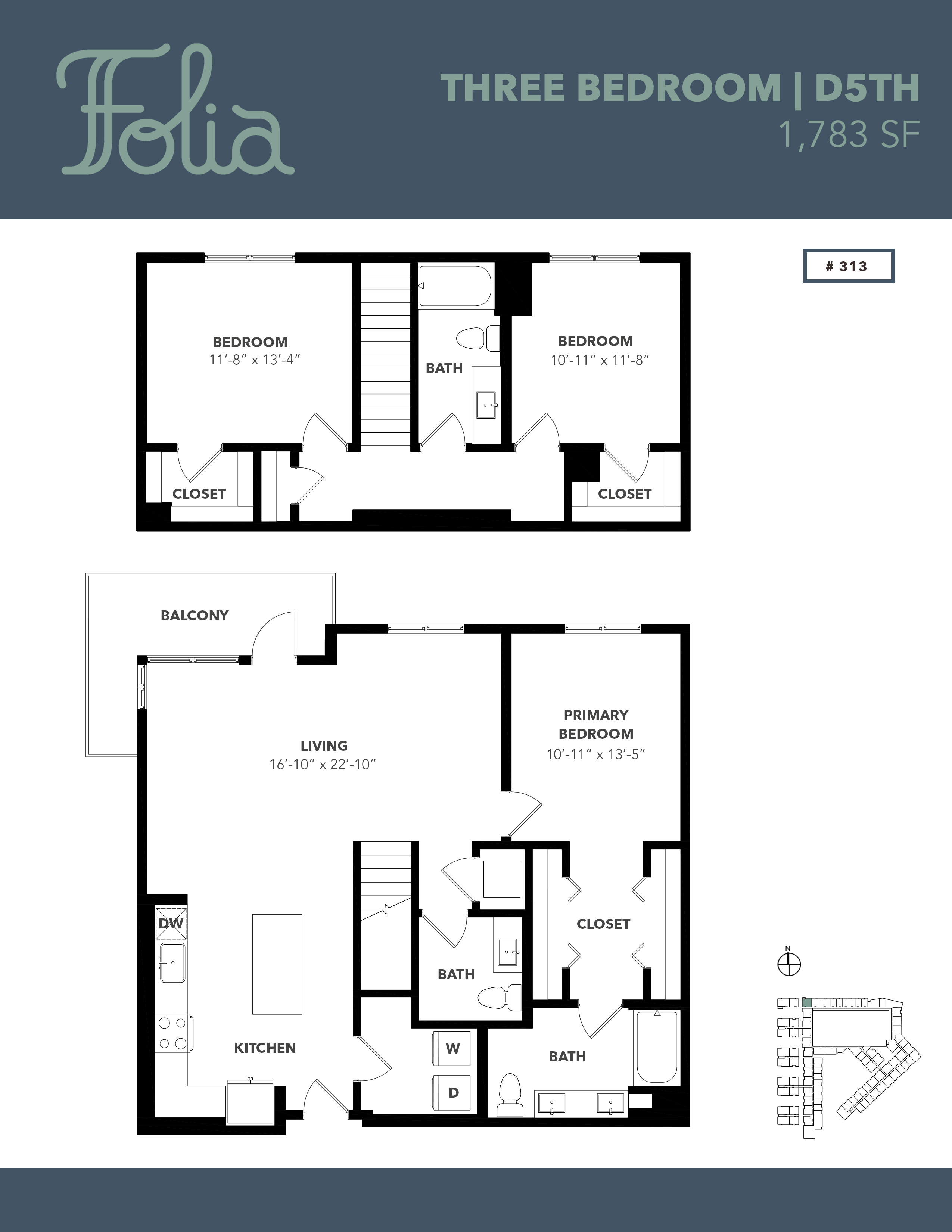 Floor plan for 3 beds, 2.5 baths